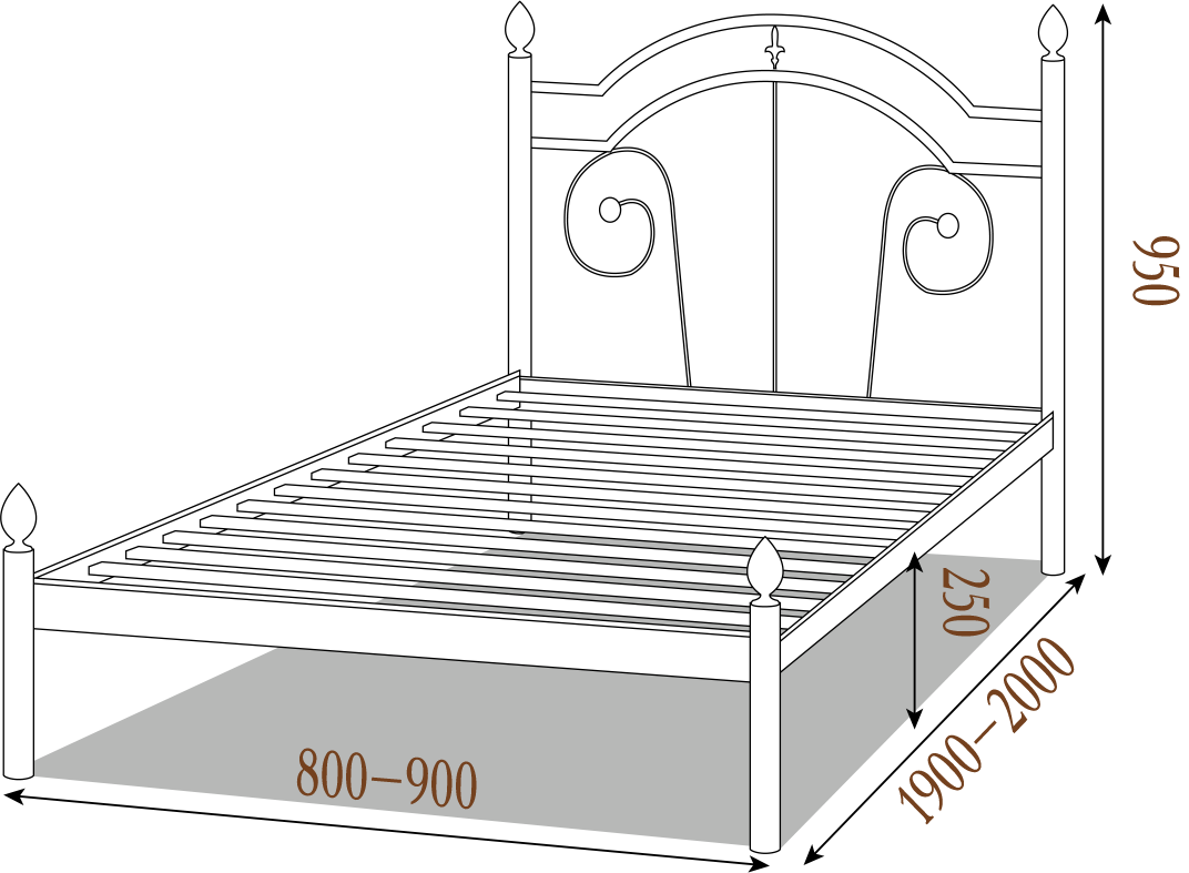 Металлическая кровать Диана 90х200