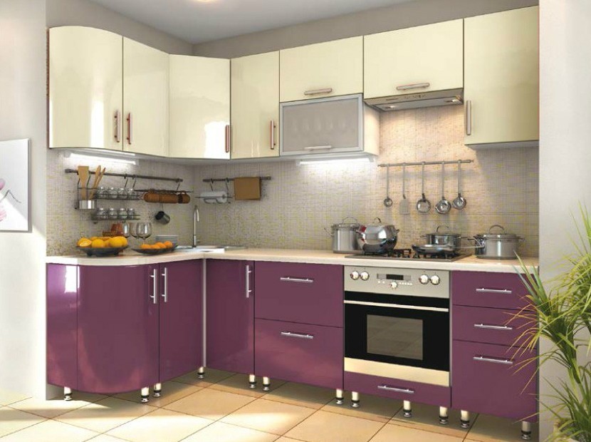 Кухня High Gloss угловая 2,6м Пурпур