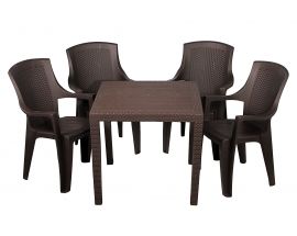 Набор (стол King+4 кресла Eden) коричневый