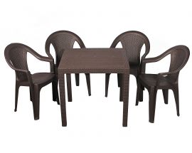 Набор (стол King+4 кресла Ischia) коричневый