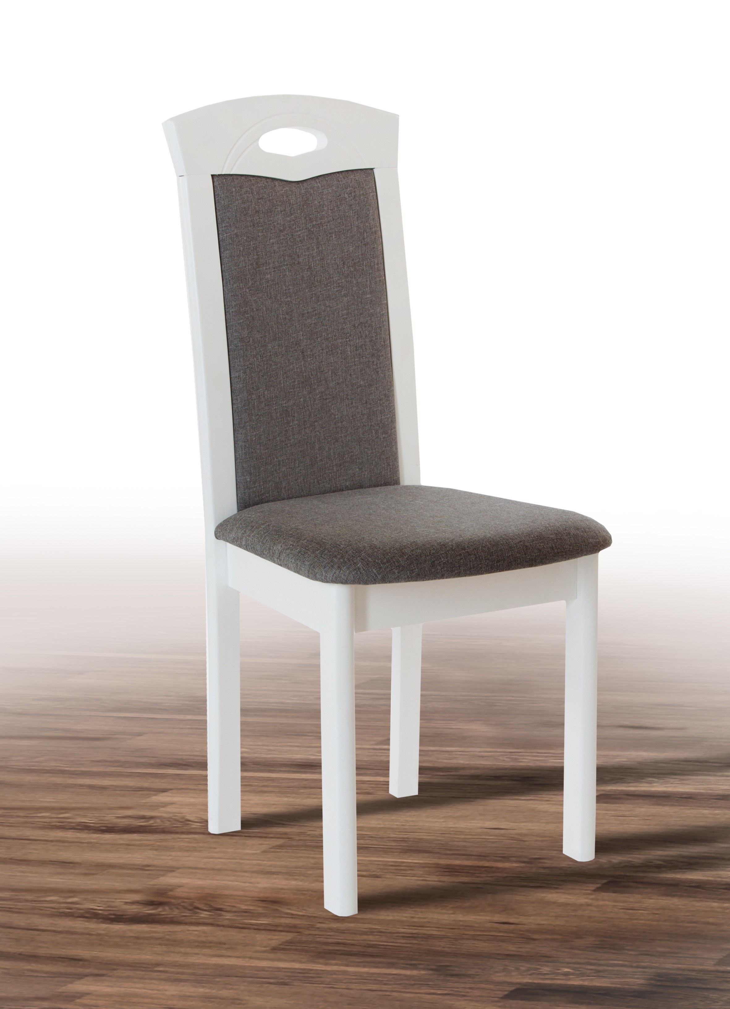 Деревянный стул Честер белый (ткань savanna steel)