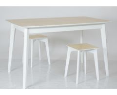Деревянный стол раскладной Сингл 130(+30)*80 (ясень/белый)