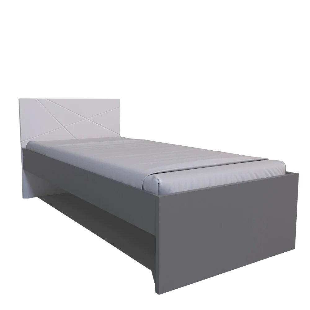 Х-СКАУТ Х-09 кровать без ламелей (90*200) (белый мат/серый)