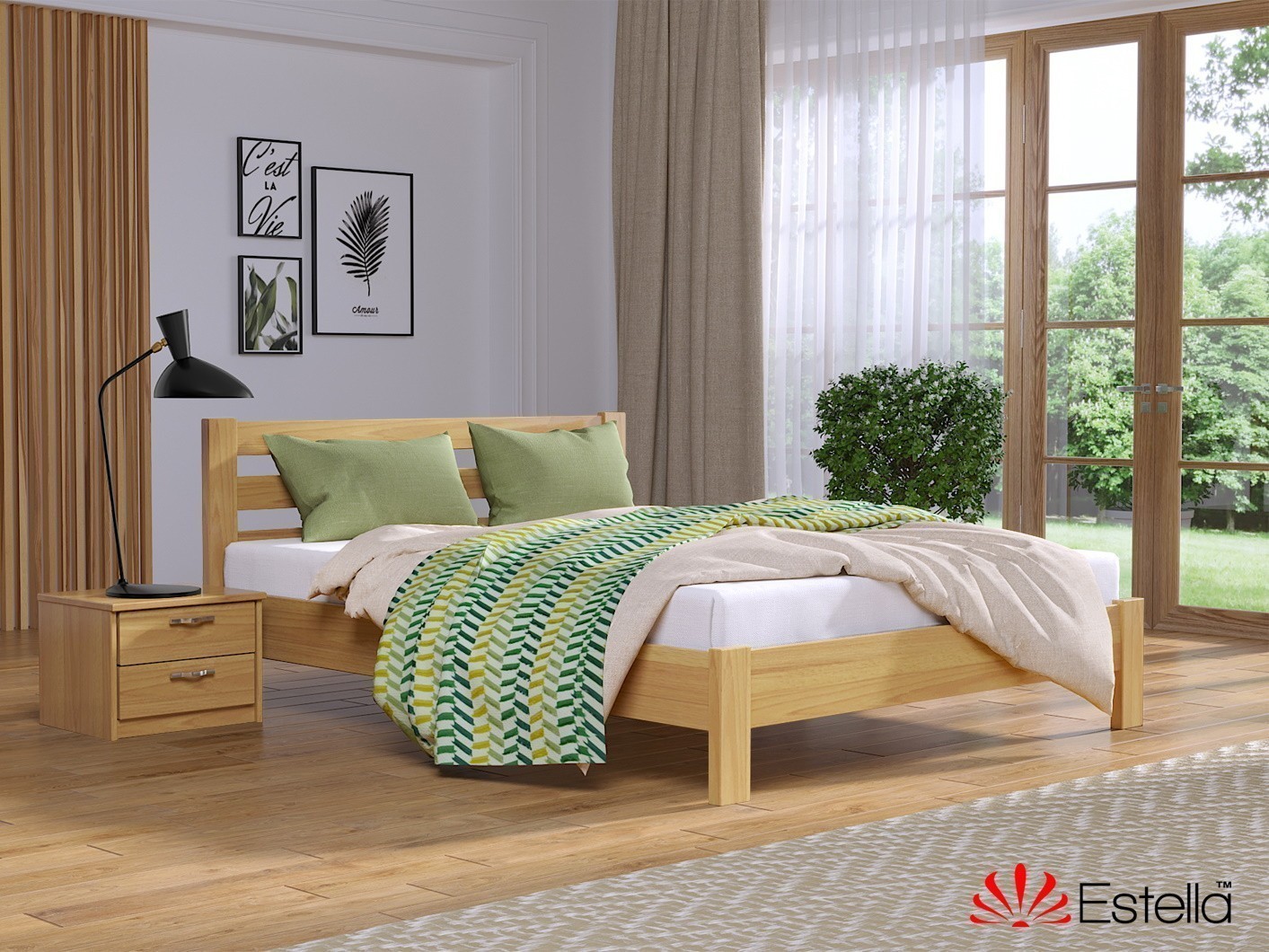Деревянная кровать Рената Люкс в массиве 160х200