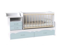 Дитяче ліжко Binky ДС043 (3 в 1) аляска/блакитна лагуна (МДФ)