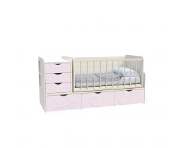Дитяче ліжко Binky ДС504А (3 в 1) дуб шамоні/лагуна, попелястий, рожевий (МДФ)