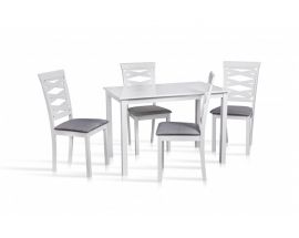 Комплект Бруклин 1 стол 4 стула (белый/ткань серая)