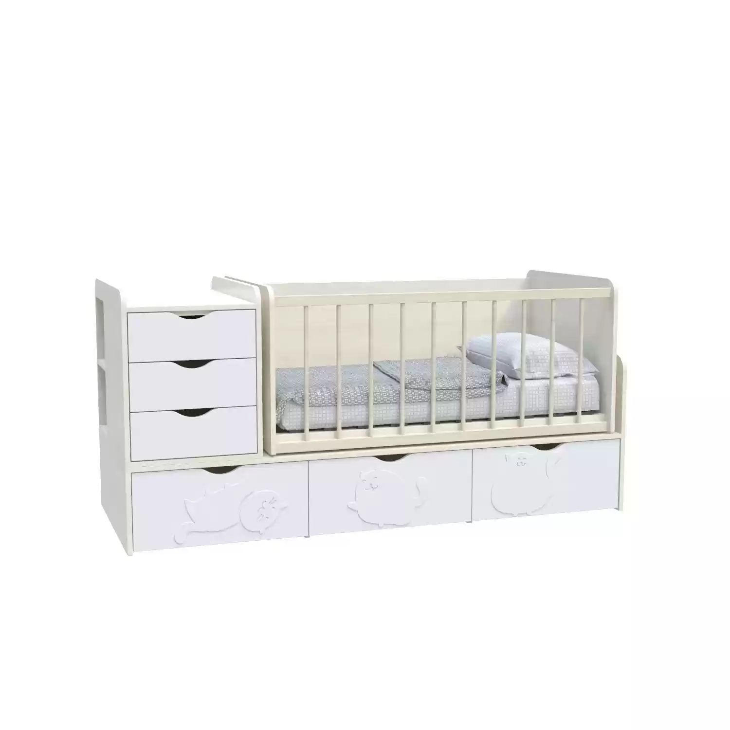 Дитяче ліжко Binky ДС504А (3 в 1) дуб шамоні/білий супермат (МДФ)