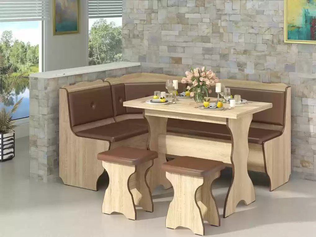 Кухонний куточок Президент Т-обр. (з розкл.столом та табуретками) Кухонний куточок Президент Т-обр. (з розкл.столом та табуретками)