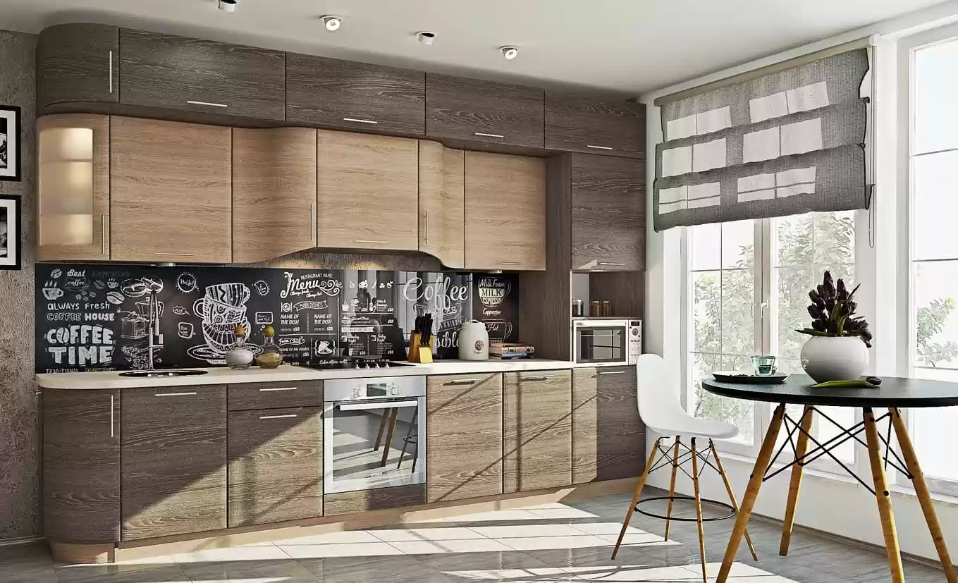 Хайтек кухня горизонталь дуб трюфель 2,6м