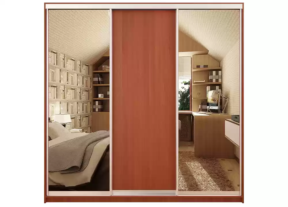 Шкаф-купе 27/22-3Ф/2П-2100*450*2200 из ДСП 3-х дверный