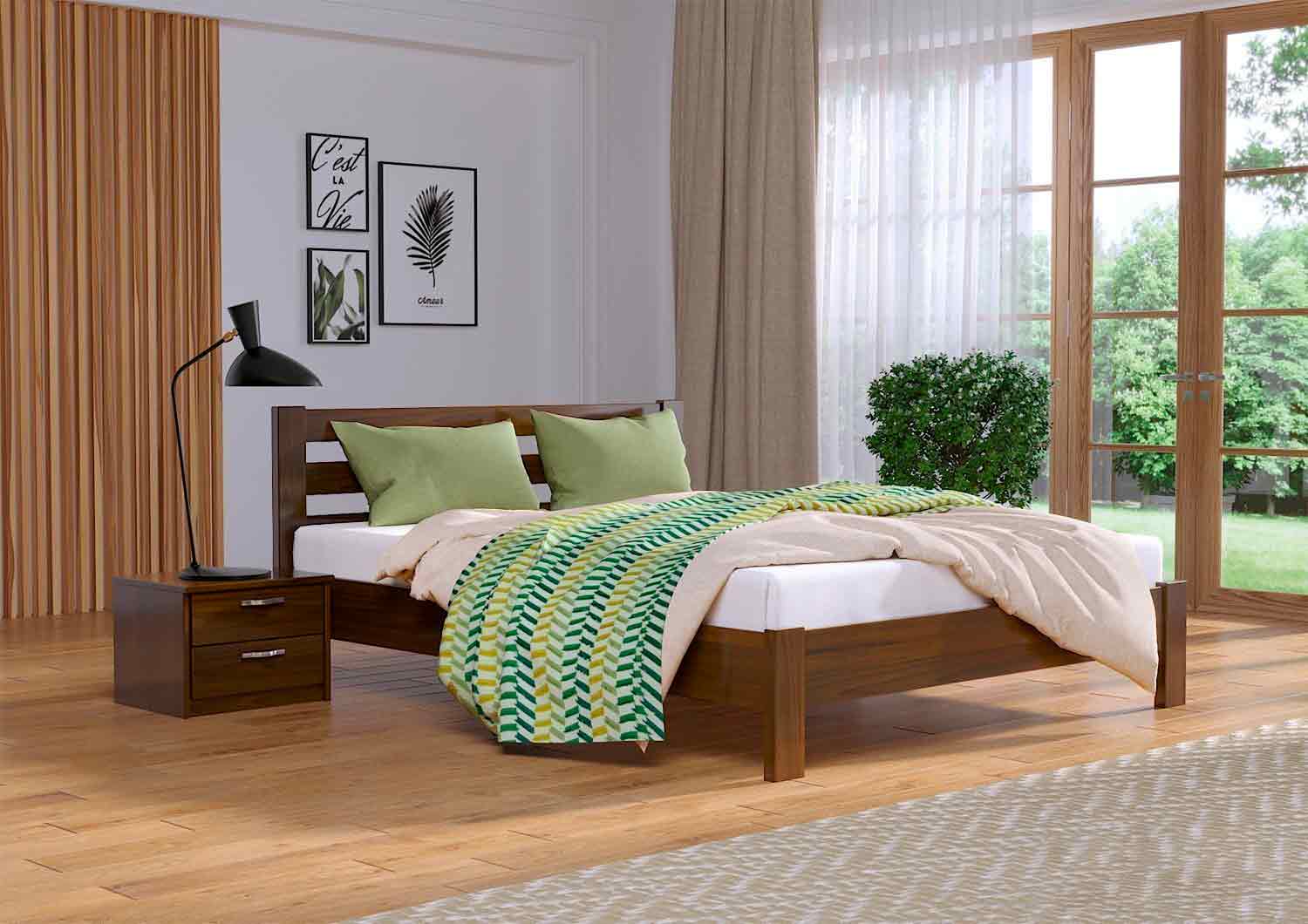 Деревянная кровать Рената Люкс в массиве 90х200