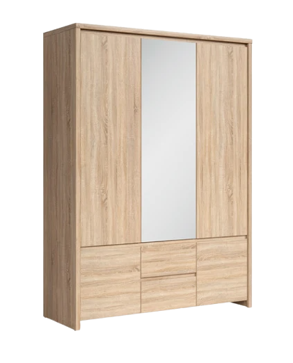 Шкаф платяной Каспиан SZF5D2S с зеркалом дуб сонома