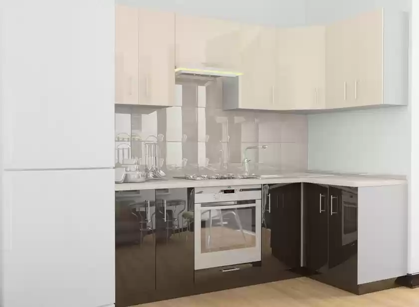 Кухня High Gloss кутова 2,2 м ваніль/шоколад Кухня High Gloss кутова 2,2 м ваніль/шоколад