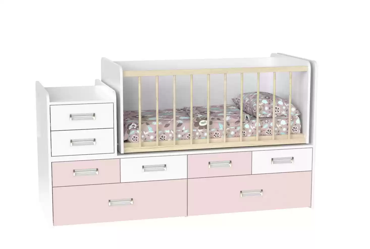 Дитяче ліжко Binky DS4114 (3 в 1) аляска/сакура + аляска (ДСП)