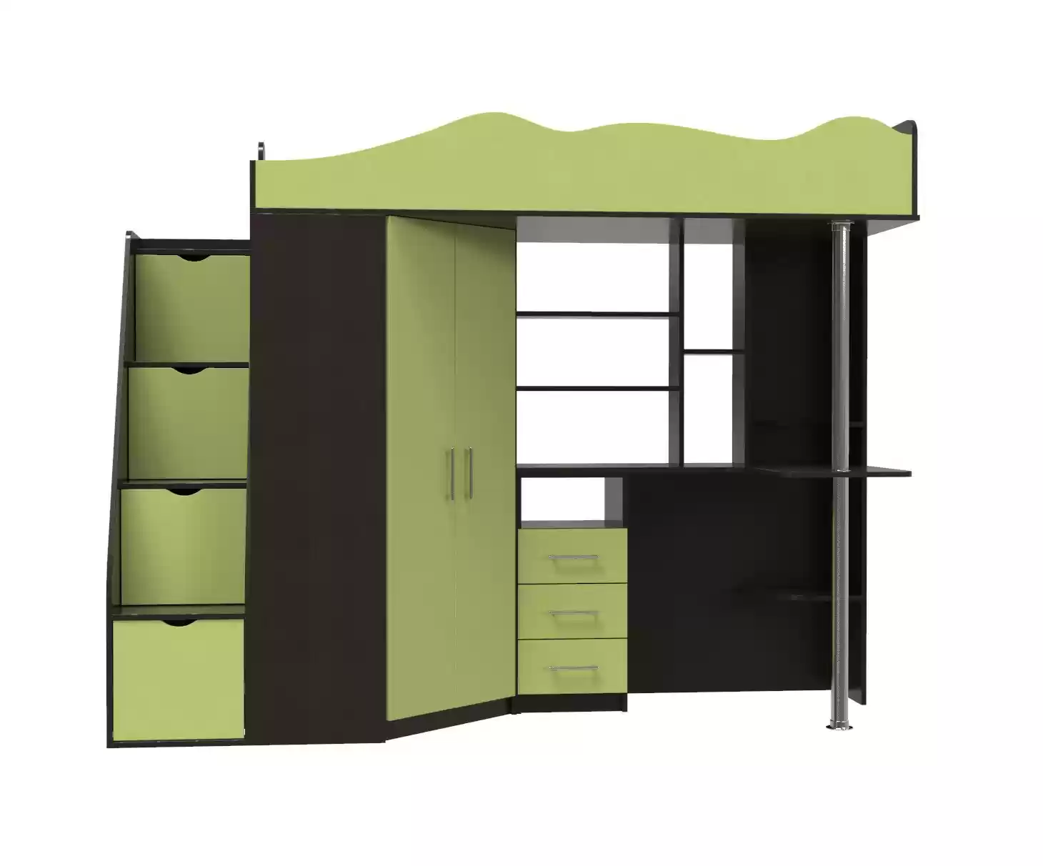 Кровать-чердак Binky ДС37А венге/лайм (ДСП) Кровать-чердак Binky ДС37А венге/лайм (ДСП)