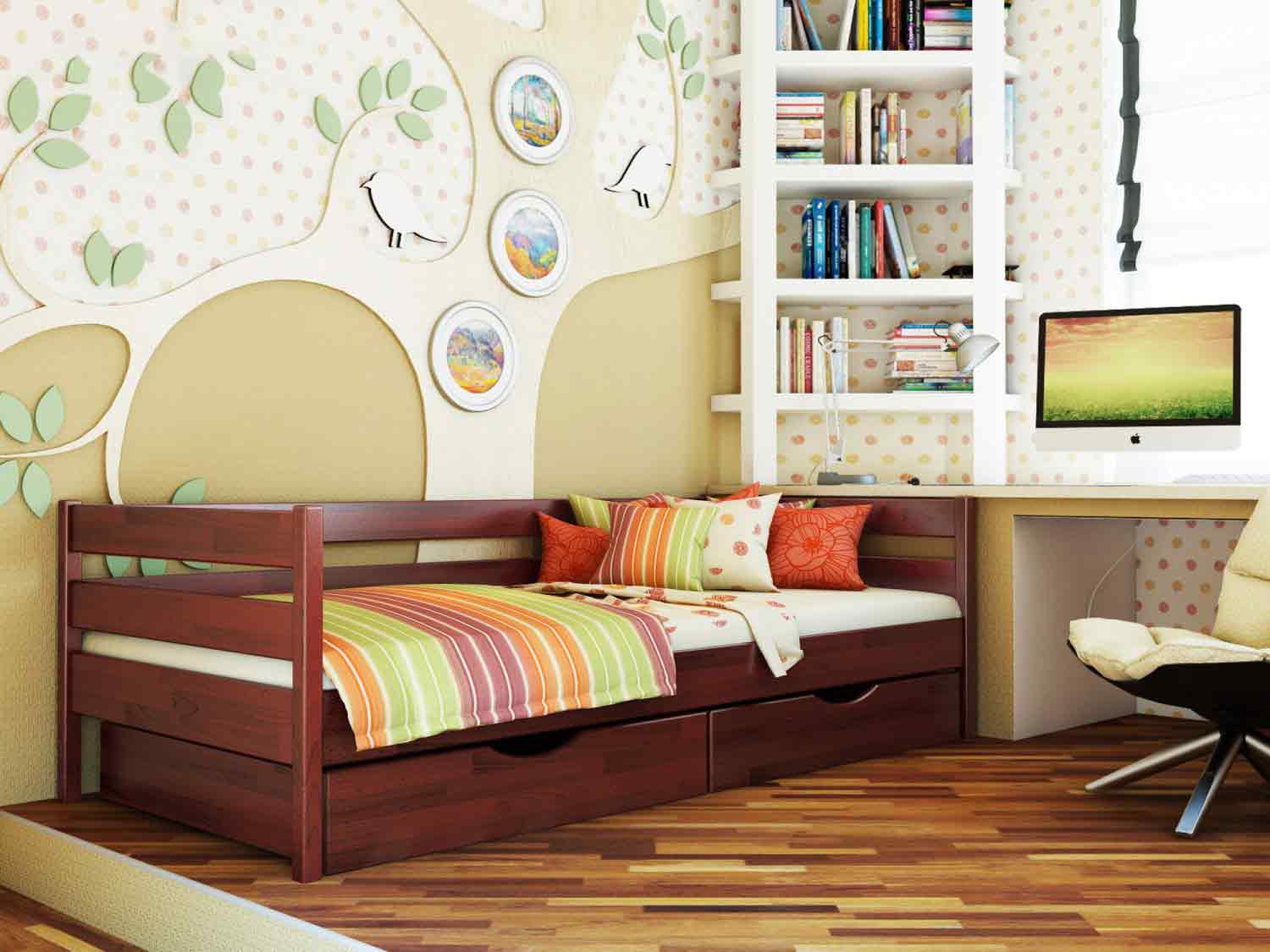 Деревянная кровать НОТА 80х190 (массив)