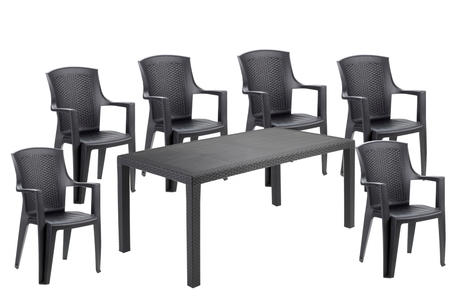 НК Комплект стіл Joker+6 крісел Eden антрацит
