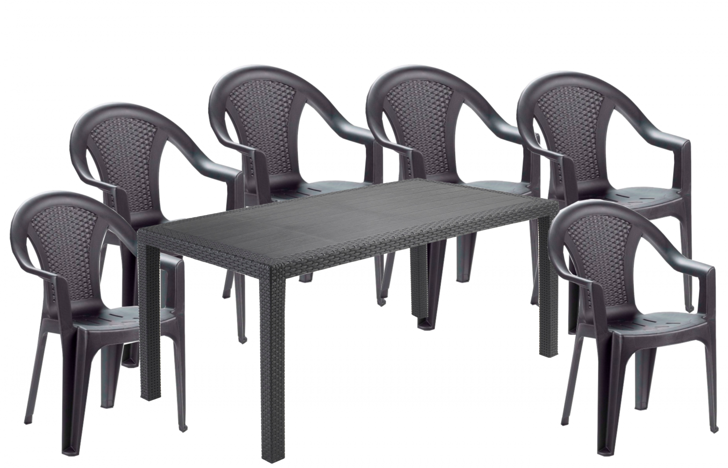 НК Комплект стіл Joker+6 крісел Ischia антрацит